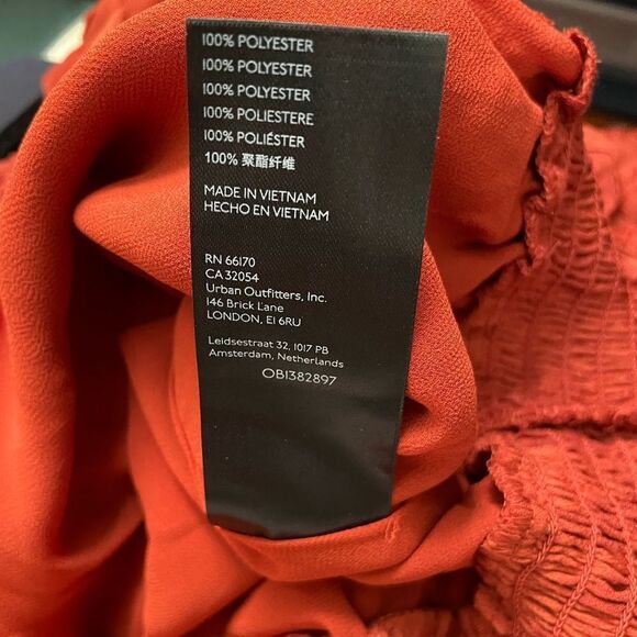 Anthropologie Textured Floral Blouse in Crimson Orange Size Small Open Back Boho - Picture 10 of 10